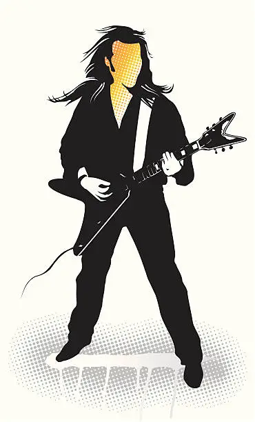 Vector illustration of Rock and Rol Guitarist isolated.