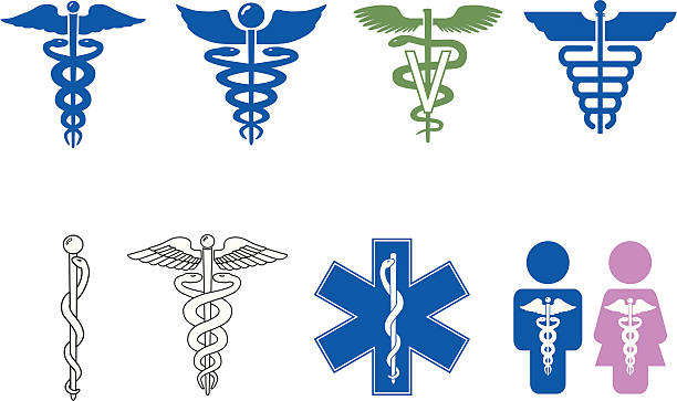ilustrações de stock, clip art, desenhos animados e ícones de símbolo de caduceu série - clínica veterinária