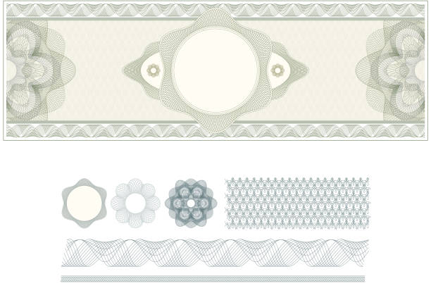 ilustrações de stock, clip art, desenhos animados e ícones de vector design de bilhete de - engraving pattern engraved image striped