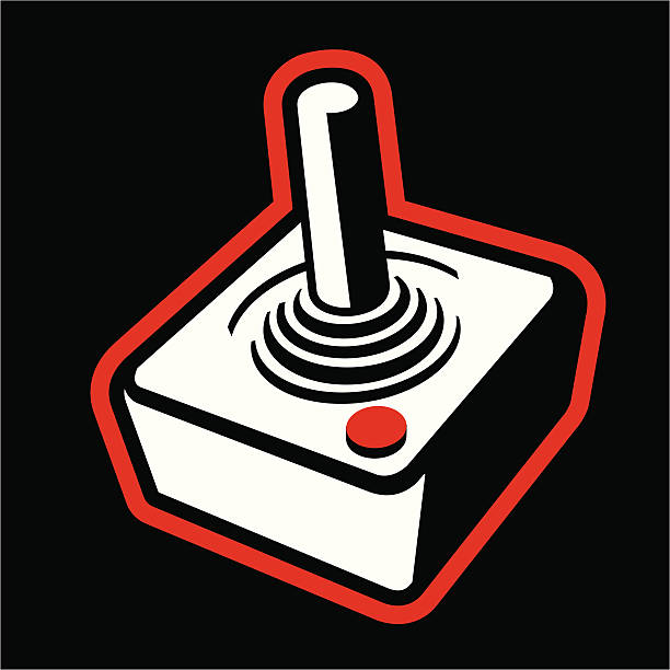 ilustraciones, imágenes clip art, dibujos animados e iconos de stock de retro 80 videojuegos controlador de joystick - palanca de juego