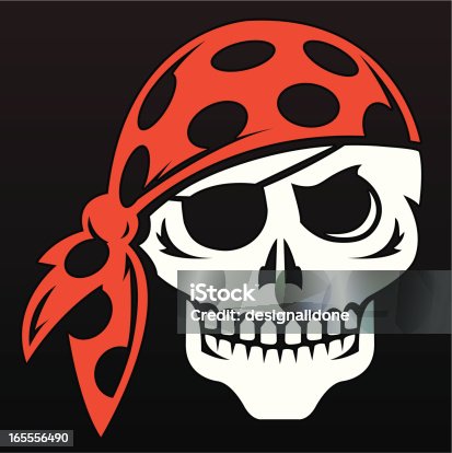 istock Pirate Skull Wearing Bandana 165556490
