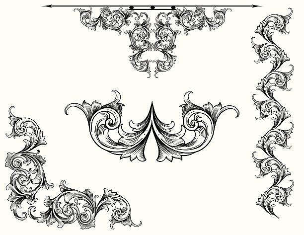 Victorian Scroll Set vector art illustration