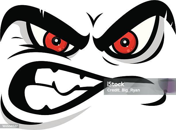 Злая Лицо — стоковая векторная графика и другие изображения на тему Недовольный - Недовольный, Гнев, Комикс