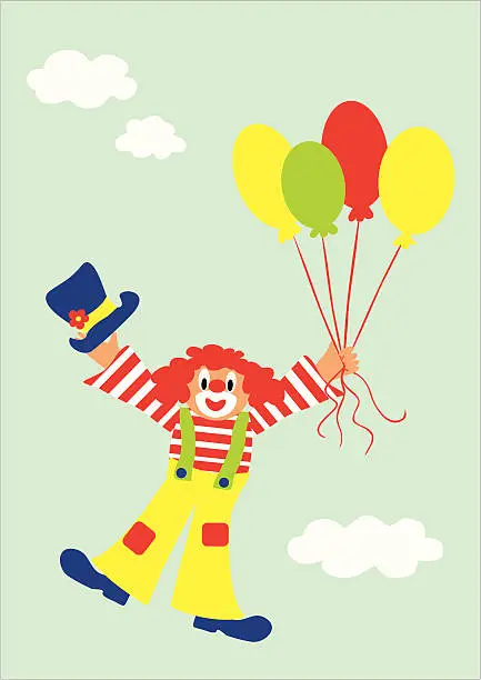 Vector illustration of Flying clown