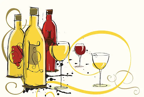Vector illustration of Assorted Wines