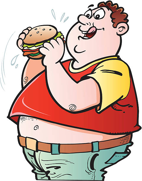 толстая guy - eating men fat overweight stock illustrations