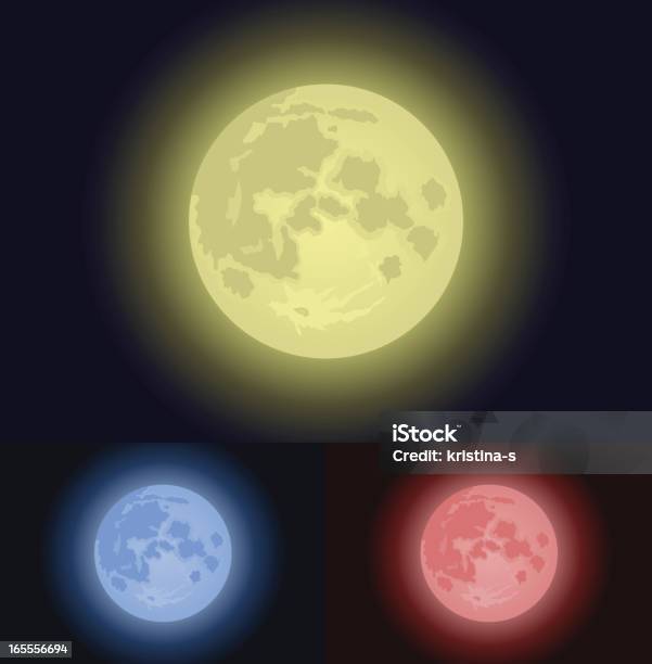 Vetores de Fundo De Lua Cheia e mais imagens de Amarelo - Amarelo, Azul, Clip Art