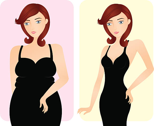 Before and after slimming vector art illustration