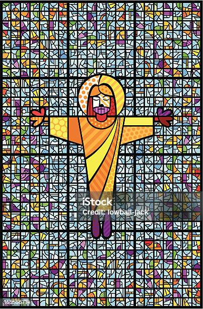 Cristo E Vetrate Colorate - Immagini vettoriali stock e altre immagini di Vetro istoriato - Vetro istoriato, Gesù Cristo, Finestra