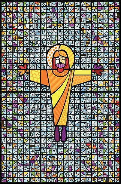 Vector illustration of Christ And Stained Glass