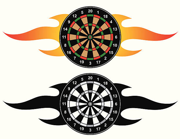 플레이밍 다트판 - dartboard target pub sport stock illustrations