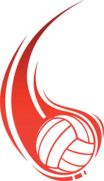 Vector illustration of Volleyball in flame