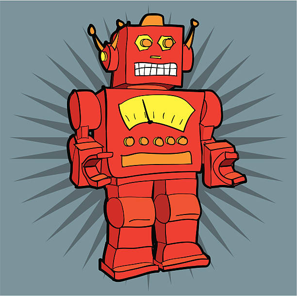 Retro Robot vector art illustration