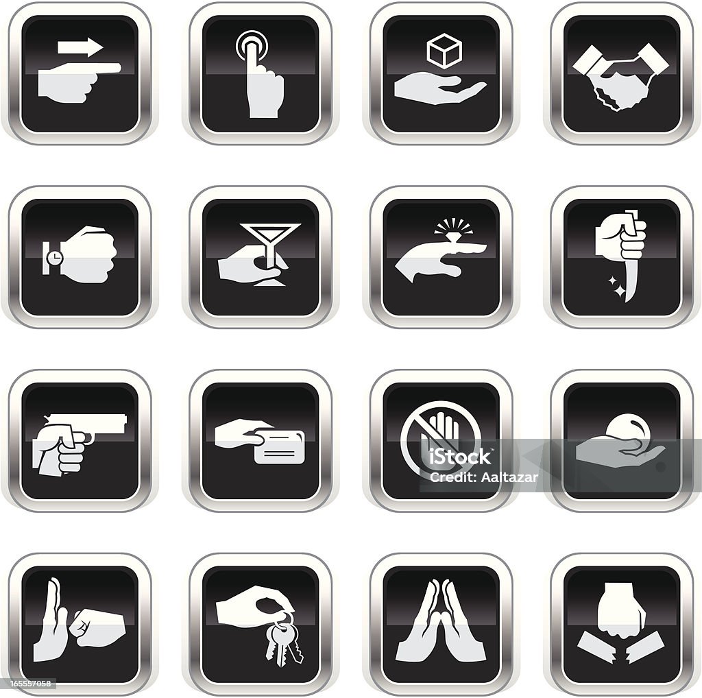 Supergloss czarny ikony-ręce - Grafika wektorowa royalty-free (Ikona)