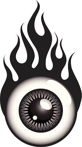 eye ball flames vector illustration of a flame eyeball.  CS3 and EPS8 files included animal retina illustrations stock illustrations