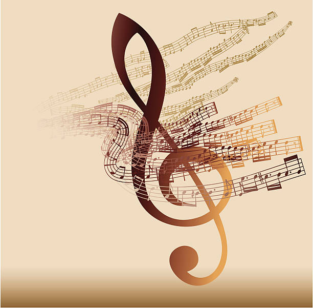 ilustraciones, imágenes clip art, dibujos animados e iconos de stock de música abstracta - sheet music music musical note pattern