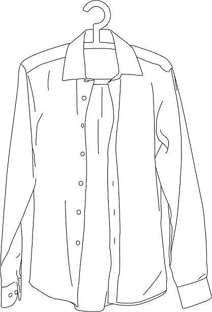 ilustrações, clipart, desenhos animados e ícones de camisa - shirt button down shirt hanger clothing