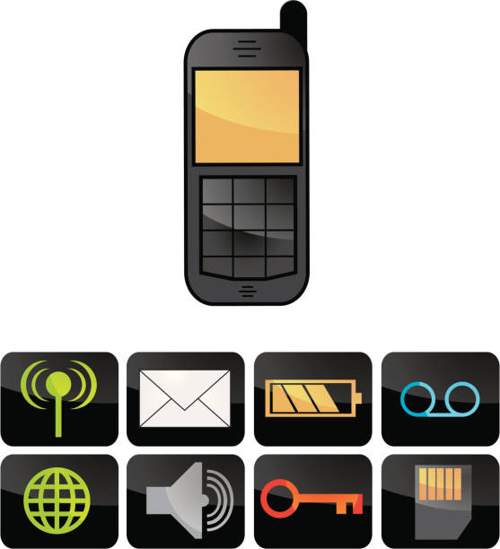 Mobile/Cellular Phone and icons vector art illustration