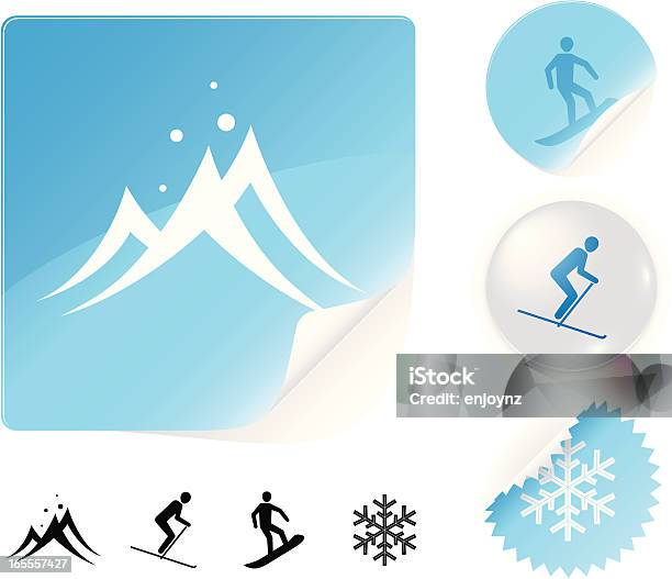 Icone Di Sport Invernali - Immagini vettoriali stock e altre immagini di Montagna - Montagna, Sci - Attrezzatura sportiva, Sci - Sci e snowboard