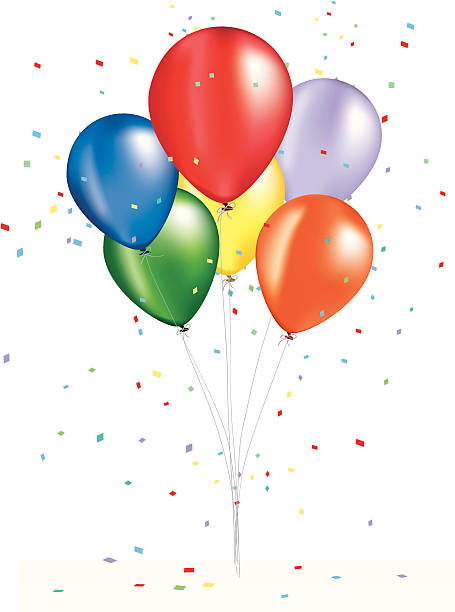 illustrations, cliparts, dessins animés et icônes de bouquet de ballons - confetti balloon white background isolated