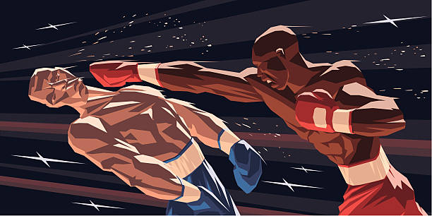 Boxers Knock-down Sometimes sport is a cruel thing punching illustrations stock illustrations