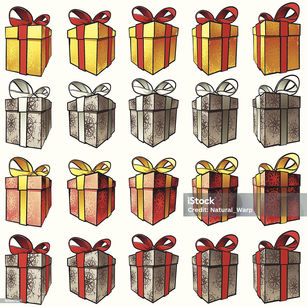 Cajas de regalo oro y rojo - arte vectorial de Caja libre de derechos