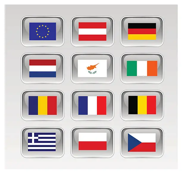 Vector illustration of European Union Flags Series 1/3 (see links to EU map)