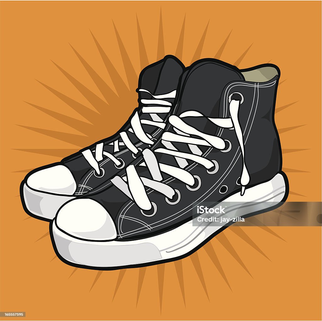 Basketball Trainers An illustration of a pair of retro basketball trainers/sneakers. Sports Shoe stock vector