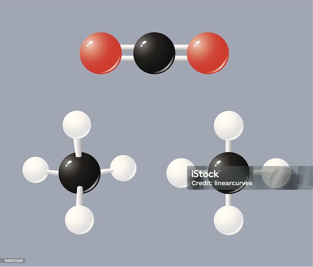 Парниковых газов: Двуокиси углерода и метана - Векторная графика Молекула роялти-фри