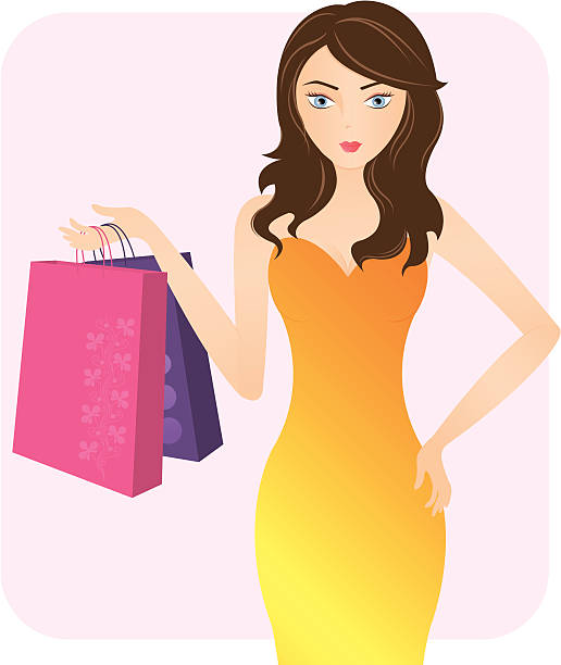 Shopping Girl vector art illustration