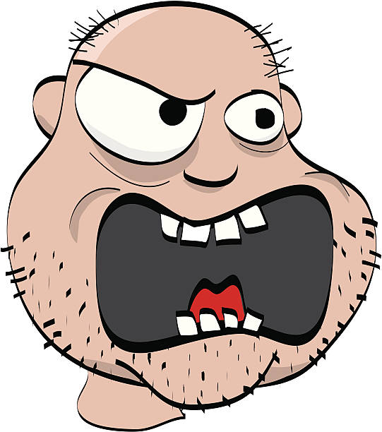 Angry Cartoon Face vector art illustration