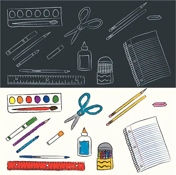 Vector illustration of Elementary School Supplies