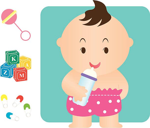 Baby with toys icon vector art illustration