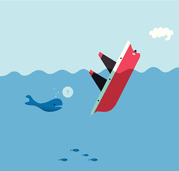 Sinker Ship sinking. sinking ship vector stock illustrations