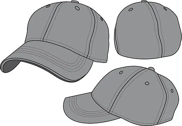 Vector illustration of Fitted Baseball Hat Template