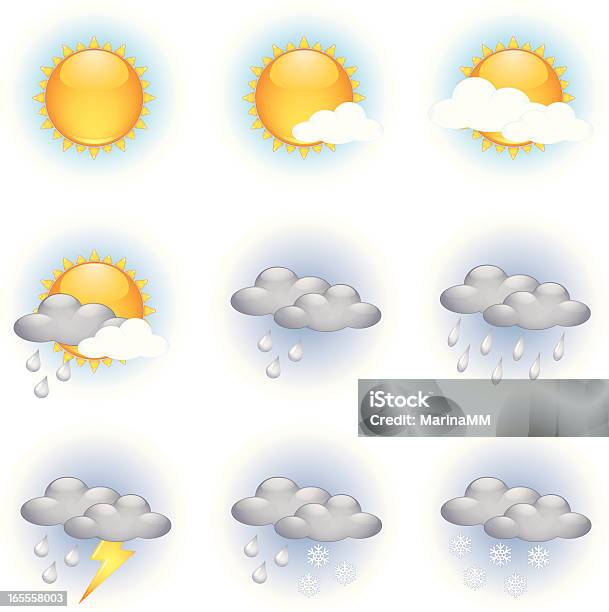 Vetores de Dia Ícones De Meteorologia e mais imagens de Arte, Cultura e Espetáculo - Arte, Cultura e Espetáculo, Chuva, Clima