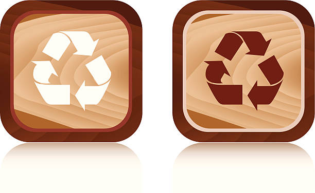 Wooden Recycling Buttons vector art illustration