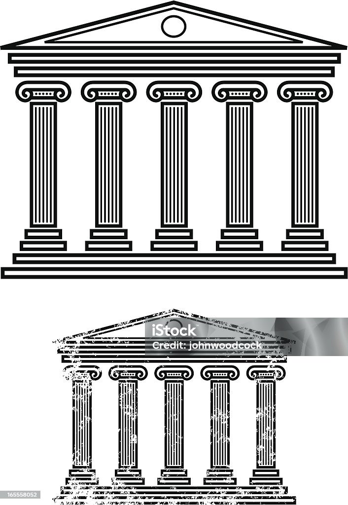 Temple two. A classical temple. 2 versions on separate layers. Architectural Column stock vector