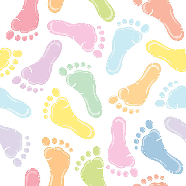 Baby Footprint Seamless Pattern vector art illustration