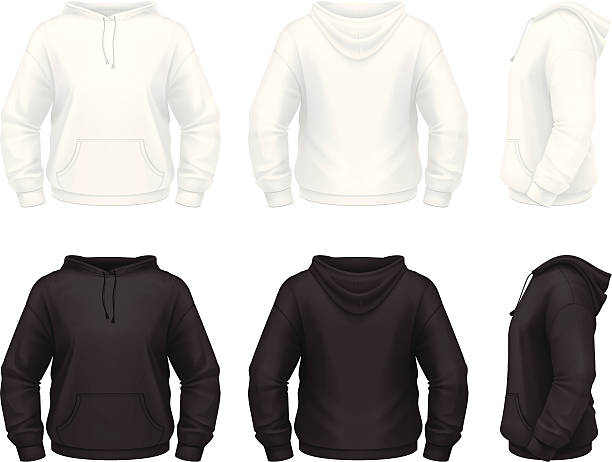Hoodie with pockets Vector illustration of classic hooded sweatshirt. hooded top stock illustrations