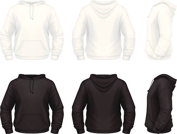 Hoodie with pockets Vector illustration of classic hooded sweatshirt. hooded-shirt stock illustrations