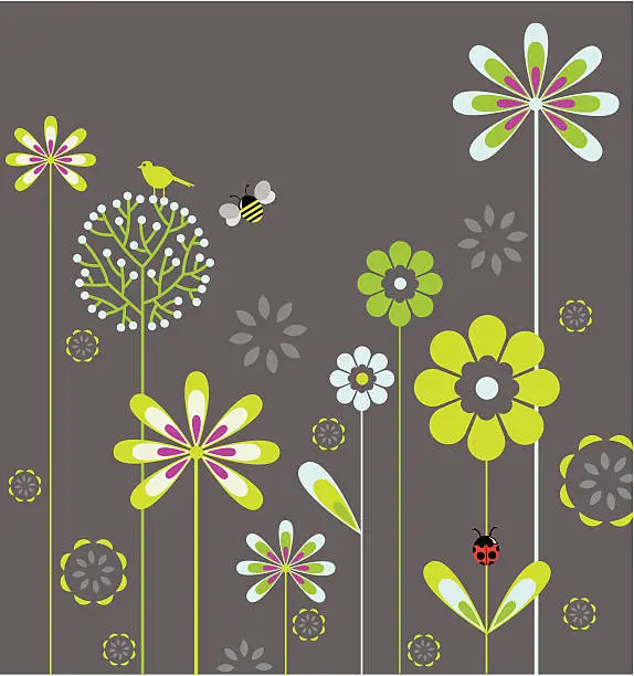 Vector illustration of A animated flower garden background
