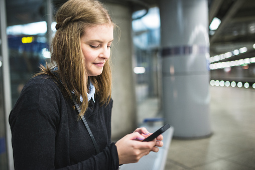 woman checking the email on the smartphone