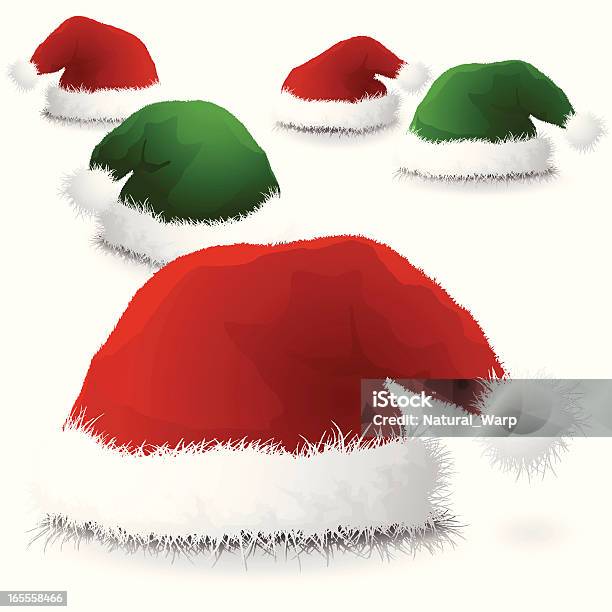 Vetores de Coleção De Chapéu De Papai Noel e mais imagens de Bola de Árvore de Natal - Bola de Árvore de Natal, Chapéu de Festa, Chapéu de Papai Noel