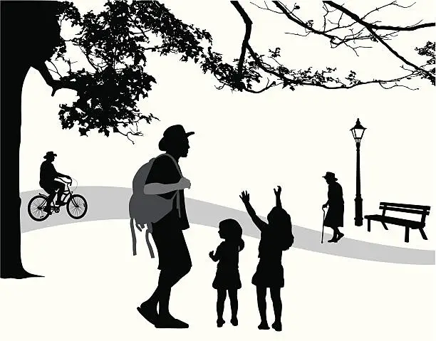 Vector illustration of Park Scene Vector Silhouette