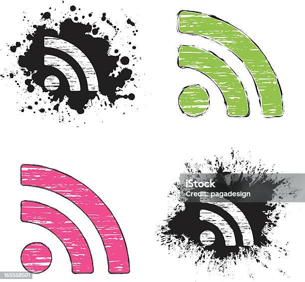Гранж Icon Rss — стоковая векторная графика и другие изображения на тему RSS - RSS, Абстрактный, Белый
