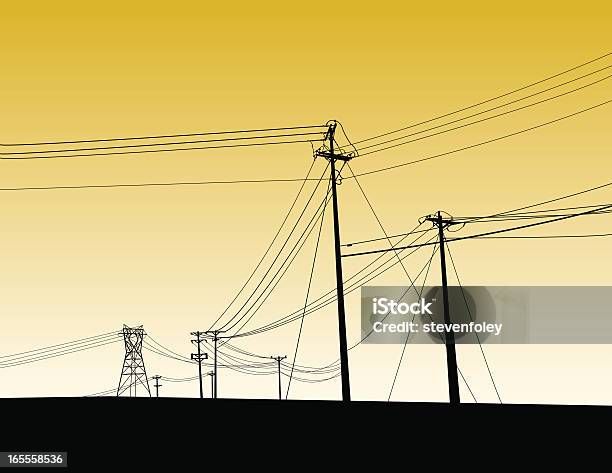 Powerlines Stock Vektor Art und mehr Bilder von Hochspannungsmast - Hochspannungsmast, Elektrizität, Energieindustrie