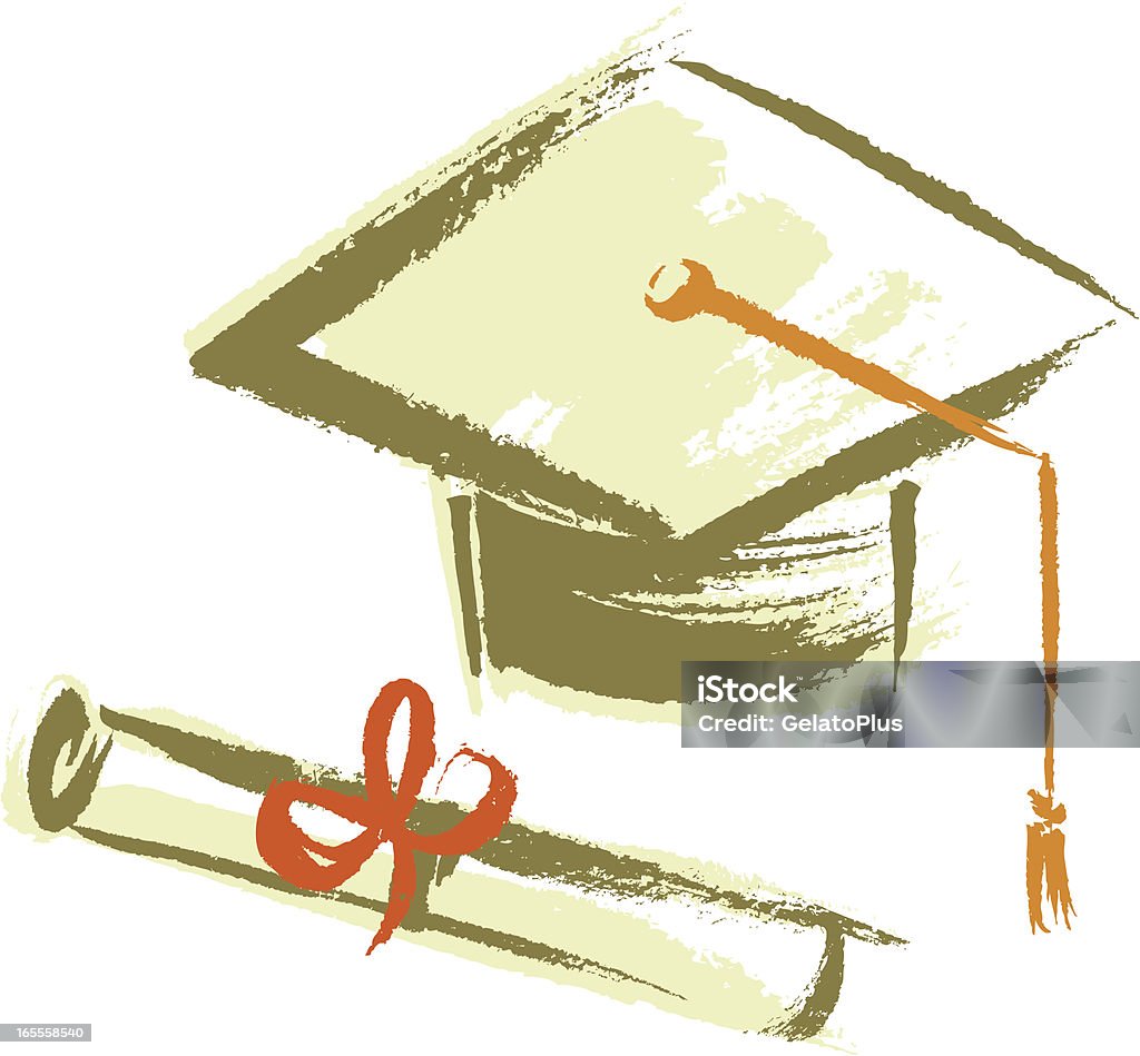 Tapa de graduación y un Diploma) - arte vectorial de Graduación libre de derechos