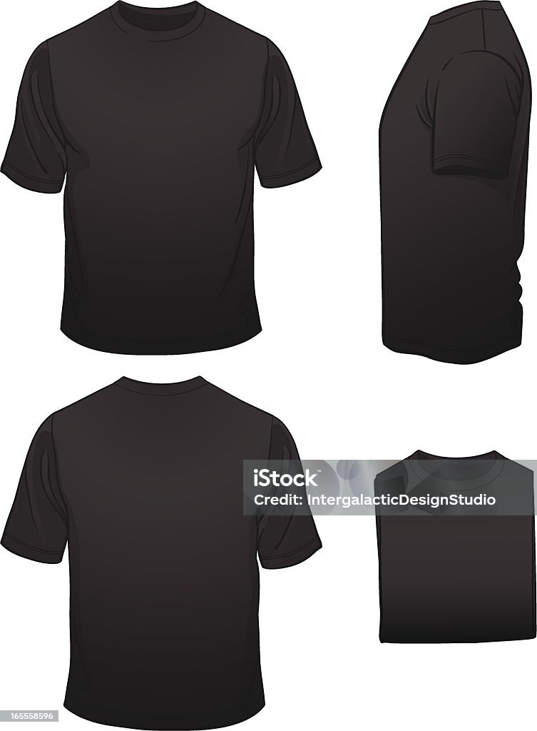 Men's Blank Black T-shirt in Four Views http://www.intergalacticdesignstudio.com/pigpen/iStock/one-step-tee.gif T-Shirt stock vector