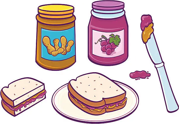 Vector illustration of Peanut Butter & Jelly Sandwich